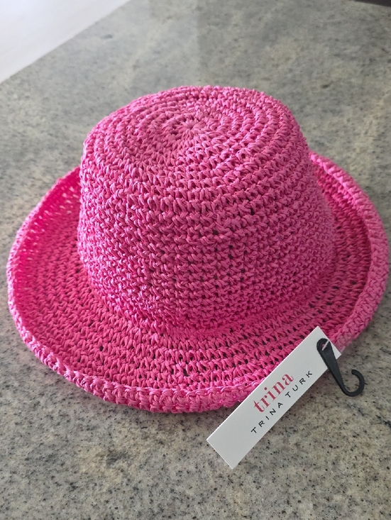 NWT....Trina Turk Hot Pink Straw Sun Hat